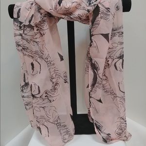 “Marilyn” pink polyester chiffon $6.99 Shipping neck/head scarf NWOT 38X60" Larg